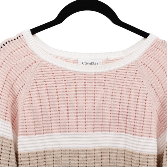 Calvin Klein Colorblock Knit Long Sleeve Career Casual Comfort Chic Size M - Picture 3 of 9